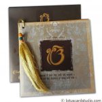 Lavish Golden Brown Wedding Invitation with Beads Dori