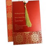 Magnificent Royal Red Wedding Card with Dori
