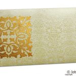 Front view of Wedding Money Envelope in Ivory with Classy Golden Flower