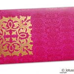 Front view of Wedding Money Envelope in Mexican Pink with Classy Golden Flower