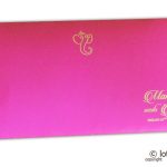 Envelope front of Stunning Barbie Pink Wedding Invitation with Heart Rhinestone
