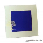 Blue insert of Beautiful Wedding Invitation in Rich Gold