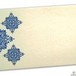 Front view of Gift Envelope in Ivory with Blue Damask Pattern