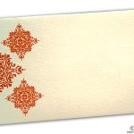 Gift Envelope in Ivory with Orange Damask Pattern