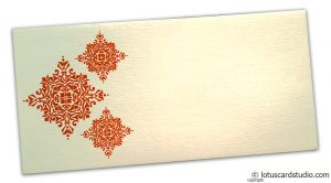 Gift Envelope in Ivory with Orange Damask Pattern