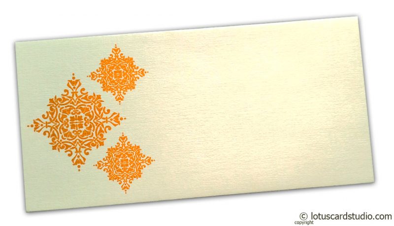 Gift Envelope in Ivory with Yellow Damask Pattern