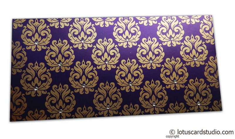 Designer Golden Floral Envelope in Super Indigo