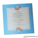 Blue insert of Digital Print Floral Design Wedding Invitation