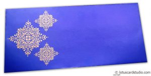 Gift Envelope in Imperial Blue with Golden Damask Pattern