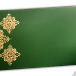 Front view of Gift Envelope in Emerald Green with Golden Damask Pattern