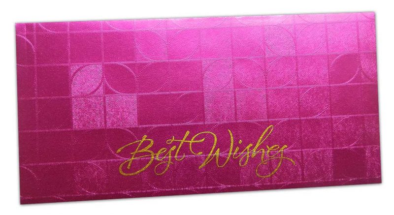 Front view of Money Envelope in Pink with Glossy Finish