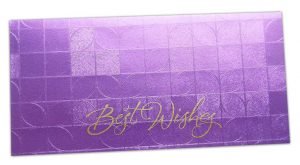 Front view of Money Envelope in Purple with Glossy Finish
