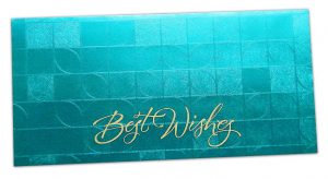 Front view of Money Envelope in Teal with Glossy Finish