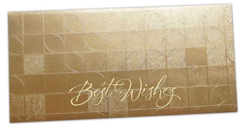 Front view of Gift Envelope With Feather Light Effect in Soft Gold