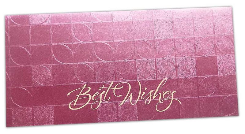Front view of Money Envelope in Soft Pink with Glossy Finish