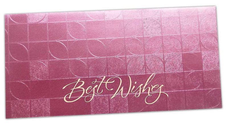 Front view of Money Envelope in Soft Pink with Glossy Finish