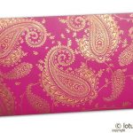 Gift Money Envelope in Mexican Pink with Golden Paisley Design