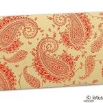 Gift Money Envelope in Bright Beige with Red Paisley Design