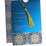 Magnificent Majestic Blue Wedding Card with Dori