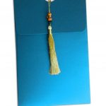 Envelope back of Magnificent Majestic Blue Wedding Card with Dori