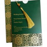 Magnificent Green Wedding Invitation Card with Dori