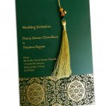 Envelope front of Magnificent Green Wedding Invitation Card with Dori