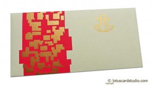 Money Envelope in Ivory with Golden Jagged Design on Magenta Strip