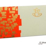 Money Envelope in Ivory with Golden Jagged Design on Orange Strip