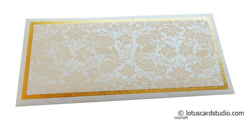 Money Envelope in Pearl Shimmer Metallic with Peach Flowers