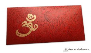 Om and Paisley Themed Money Envelope in Royal Red