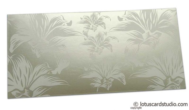 Beautiful Metallic Ivory Color Envelope with Blossom Flowers