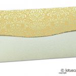 Back view of Shagun Envelope in Pearl Shimmer with Golden Flowers on Beige