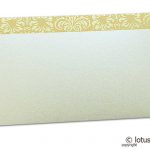 Front view of Shagun Envelope in Pearl Shimmer with Golden Flowers on Beige