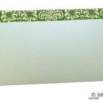 Front view of Shagun Envelope in Pearl Shimmer with Golden Flowers on Green