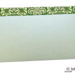 Front view of Shagun Envelope in Pearl Shimmer with Golden Flowers on Green