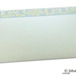 Front view of Shagun Envelope in Pearl Shimmer with Golden Flowers on Lavender