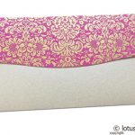 Back view of Shagun Envelope in Pearl Shimmer with Golden Flowers on Pink