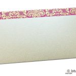 Front view of Shagun Envelope in Pearl Shimmer with Golden Flowers on Pink