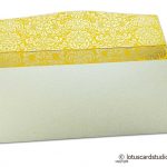 Flap open of Shagun Envelope in Pearl Shimmer with Golden Flowers