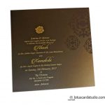 Brown insert of Stunning Wedding Card in Royal Red and Golden