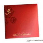 Envelope front of Stunning Wedding Card in Royal Red and Golden