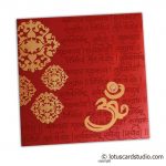 Card front of Stunning Wedding Card in Royal Red and Golden