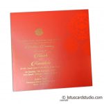Orange insert of Stunning Wedding Card in Royal Red and Golden