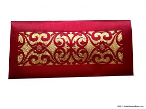 Signature Laser Cut Satin Shagun Envelope in Royal Red