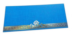 Blue Shagun Envelope with Golden Floral Border