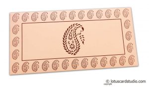 Traditional Brown Paisley Print on Peach Gift Envelope