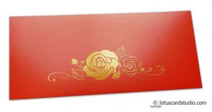 Classic Orange Money Envelope with Hot Foil Rose
