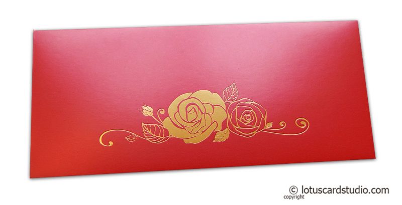 Classic Red Money Envelope with Hot Foil Rose