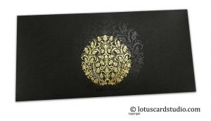 Crown Flower Designer Shagun Gift Envelope in Classic Black