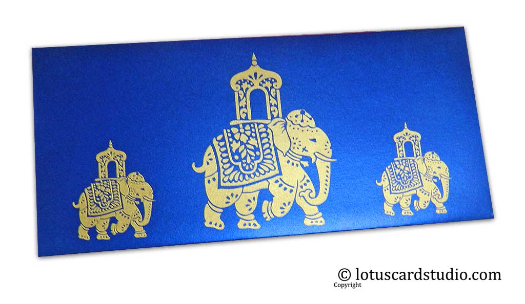 Elephant Shagun Envelope in Imperial Blue